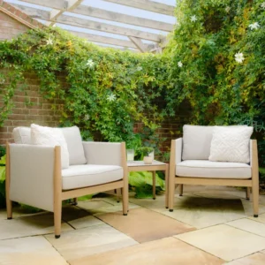 Oak Garden Land - Burford Aluminium Lounge Set with Square Coffee Table - Almond