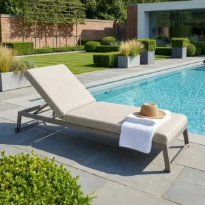 Oak Garden Land - Outdoor Fabric Allure Sunlounger - Latte