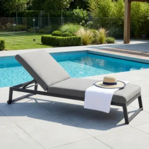 Oak Garden Land - Outdoor Fabric Allure Sunlounger - Zinc Grey