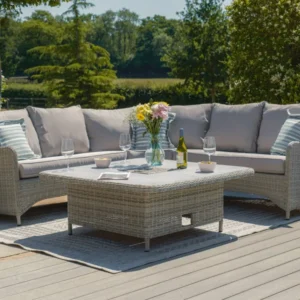 Oak Garden Land - Oxford Square Rattan Rising Table - Ceramic Glass (Table Only)