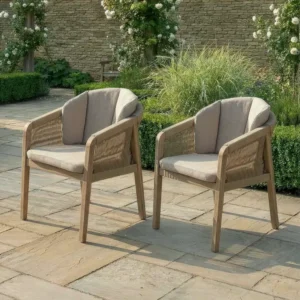 Oak Garden Land - Martinique Rope Weave Pair of Dining Chairs