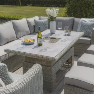 Oak Garden Land - Oxford Rattan Rising Table with Ice Bucket - Ceramic Glass (Table Only)