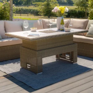 Oak Garden Land - Winchester Rattan Rising Table with Ice Bucket - Ceramic Glass (Table Only)