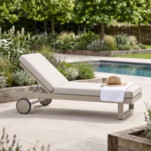 Oak Garden Land - New York Aluminium Single Sunlounger - Latte