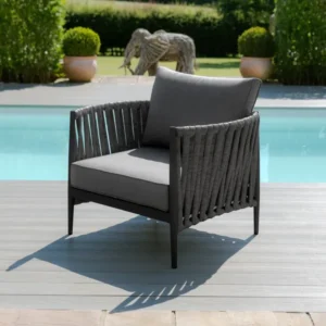 Oak Garden Land - Milan Rope Weave Lounge Chair - Charcoal