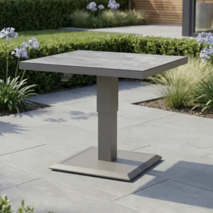 Oak Garden Land - Aluminium Square Outdoor Rising Table - Dawn Grey