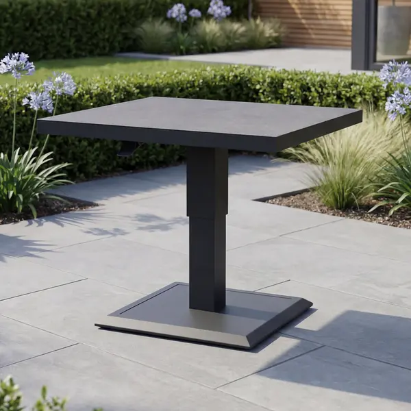 Oak Garden Land - Aluminium Square Outdoor Rising Table - Charcoal