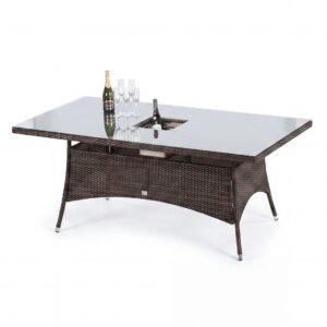 Oak Garden Land - LA 8 Seat Replacement Rectangular Rattan Dining Table - Brown