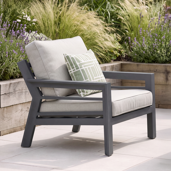 Oak Garden Land - New York Aluminium Garden Armchair - Dove Grey