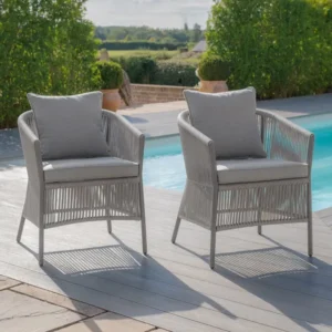 Oak Garden Land - Maldives Rope Weave Pair of Dining Chairs