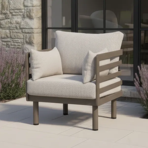 Oak Garden Land - Metro Aluminium Garden Armchair - Café Almond