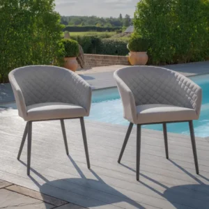 Oak Garden Land - Outdoor Fabric Pair of Ambition Dining Chairs - Oatmeal