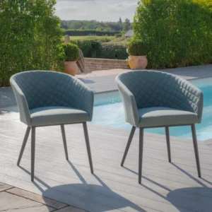 Oak Garden Land - Outdoor Fabric Pair of Ambition Dining Chairs - Sage Green