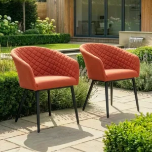 Oak Garden Land - Outdoor Fabric Pair of Ambition Dining Chairs - Terracotta