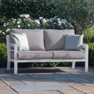 Oak Garden Land - New York 2 Seat Aluminium Garden Sofa - White