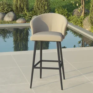 Oak Garden Land - Outdoor Fabric High Zen Bar Stool - Oatmeal