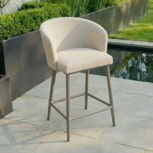 Oak Garden Land - Outdoor Fabric Low Zen Bar Stool - Latte