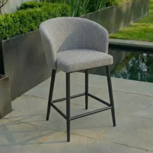 Oak Garden Land - Outdoor Fabric Low Zen Bar Stool - Zinc Grey