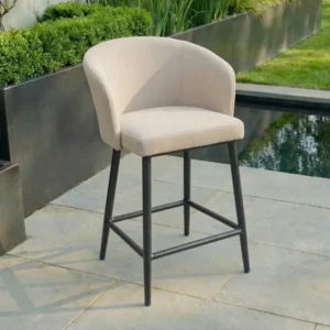 Oak Garden Land - Outdoor Fabric Low Zen Bar Stool - Oatmeal