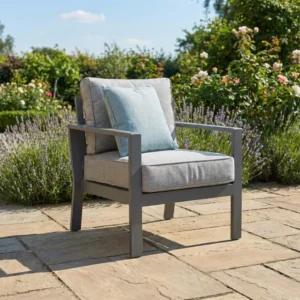 Oak Garden Land - Montreal Aluminium Garden Armchair - Cool Linen