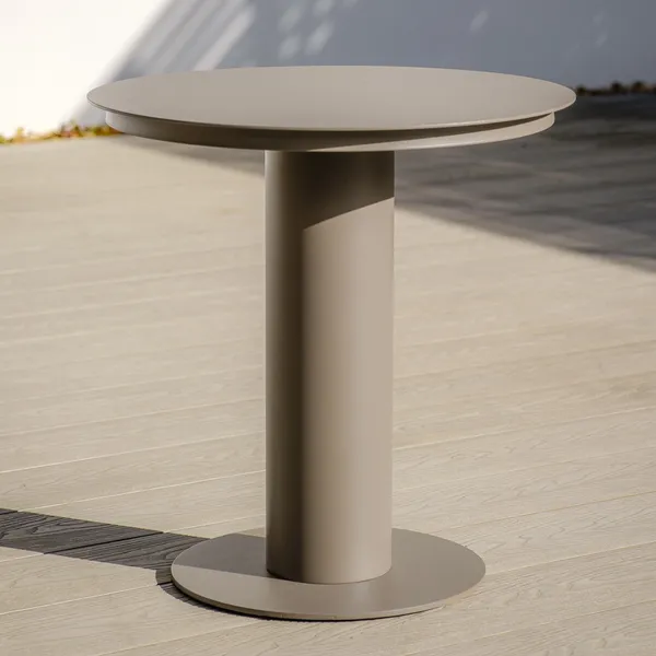 Oak Garden Land - Sicily Aluminium Round Pedestal Side Table - Café