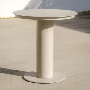 Oak Garden Land - Sicily Aluminium Round Pedestal Side Table - Latte