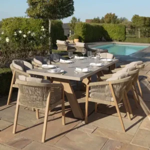 Oak Garden Land - Martinique Rope Weave 8 Seat Rectangular Dining Set