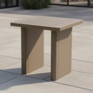 Oak Garden Land - Metro Aluminium Square Garden Side Table - Café Almond