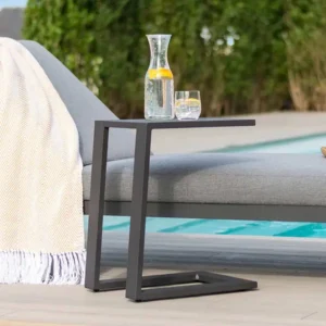 Oak Garden Land - Outdoor Fabric Aluminium Side Table - Grey