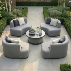 Oak Garden Land - Outdoor Fabric Snug Lifestyle Suite with Rising Table - Zinc Grey