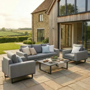 Oak Garden Land - Ethos 3 Seat Outdoor Fabric Sofa Set - Zinc Grey