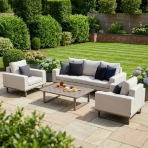 Oak Garden Land - Outdoor Fabric Ethos 3 Seat Sofa Set - Latte