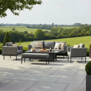 Oak Garden Land - Outdoor Fabric Pulse 3 Seat Sofa Set with Rising Table - Zinc Grey
