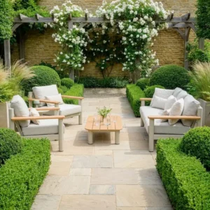 Oak Garden Land - Sicily Rope Weave 3 Seat Sofa with 2 Armchairs & Coffee Table - Latte