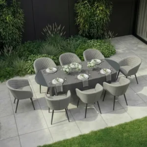 Oak Garden Land - Outdoor Fabric Ambition 8 Seat Oval Dining Set - Zinc Grey