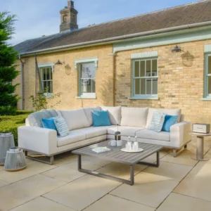 Oak Garden Land - Outdoor Fabric Ethos Corner Sofa Set - Latte