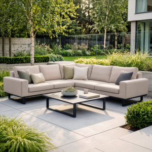 Oak Garden Land - Outdoor Fabric Ethos Corner Sofa Set - Oatmeal