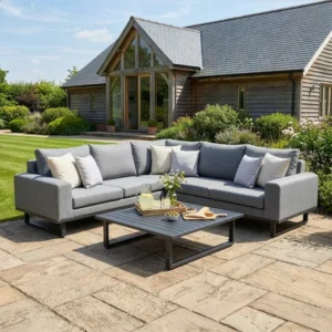 Oak Garden Land - Outdoor Fabric Ethos Corner Sofa Set - Zinc Grey