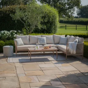 Oak Garden Land - Havana Rope Weave Large Corner Sofa Set with Rectangular Coffee Table