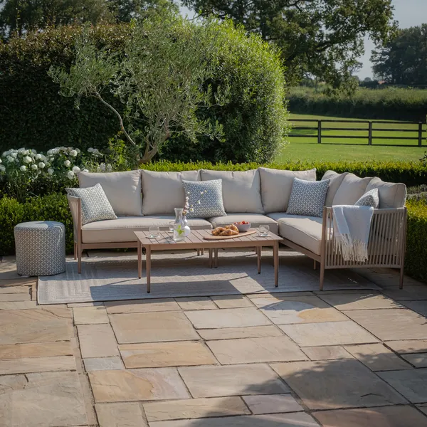 Oak Garden Land - Havana Rope Weave Large Corner Sofa Set with Rectangular Coffee Table