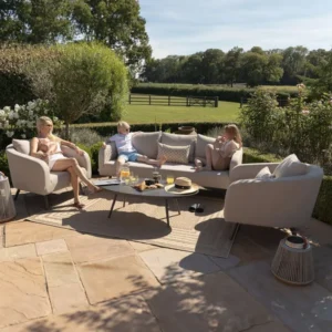 Oak Garden Land - Outdoor Fabric Ambition 3 Seat Sofa Set with Oval Coffee Table - Oatmeal