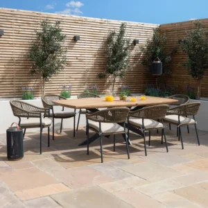 Oak Garden Land - Bali Rope Weave 8 Seat Oval Dining Set
