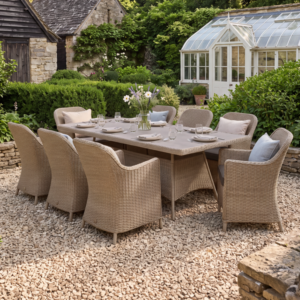 Oak Garden Land - Turin 8 Seat Rectangular Rattan Dining Set - Natural