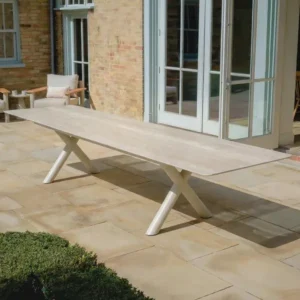 Oak Garden Land - Maxim Extending Aluminium Dining Table with Sintered Stone Top - Latte