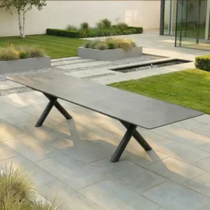 Oak Garden Land - Maxim Extending Aluminium Dining Table with Sintered Stone Top - Charcoal