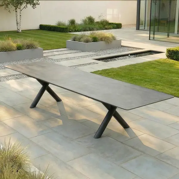 Oak Garden Land - Maxim Extending Aluminium Dining Table with Sintered Stone Top - Charcoal