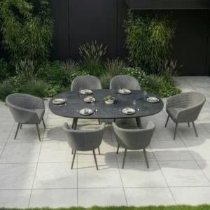 Oak Garden Land - Outdoor Fabric Ambition 6 Seat Oval Dining Set - Zinc Grey