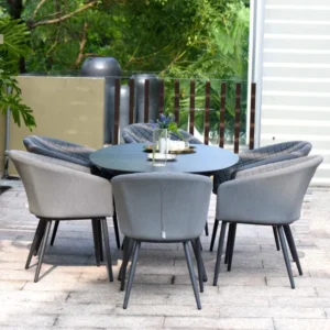 Oak Garden Land - Outdoor Fabric Ambition 6 Seat Oval Dining Set - Flanelle