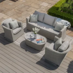 Oak Garden Land - Oxford 3 Seat Rattan Sofa Set - Ceramic Glass
