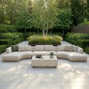 Oak Garden Land - Outdoor Fabric Lyon Small U Shape Sofa Set - Pebble